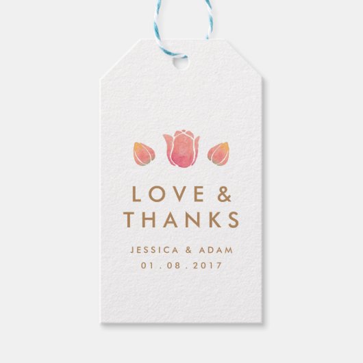 De roze tulp bruiloft dank u gunst cadeau Labels Cadeaulabel (Voorkant)