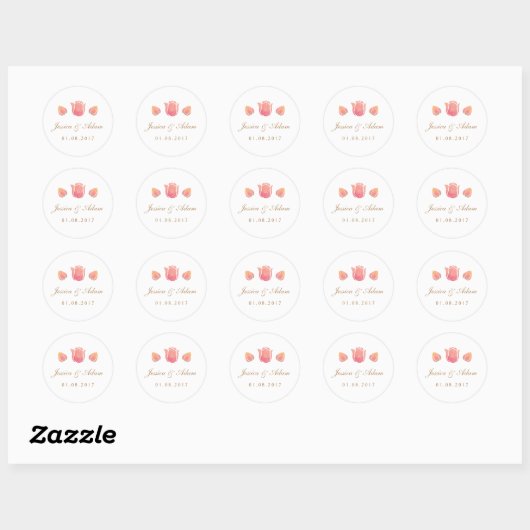 De roze tulp bruiloft Sticker (Vel)