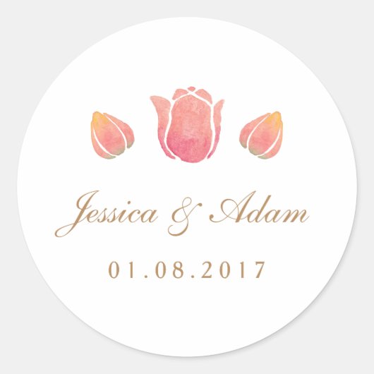 De roze tulp bruiloft Sticker (Voorkant)