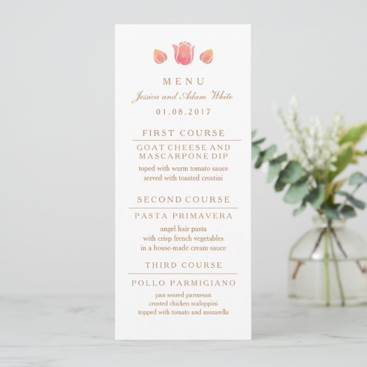 De roze Tulp Weddenschapskaart Menu (Staand voorkant)