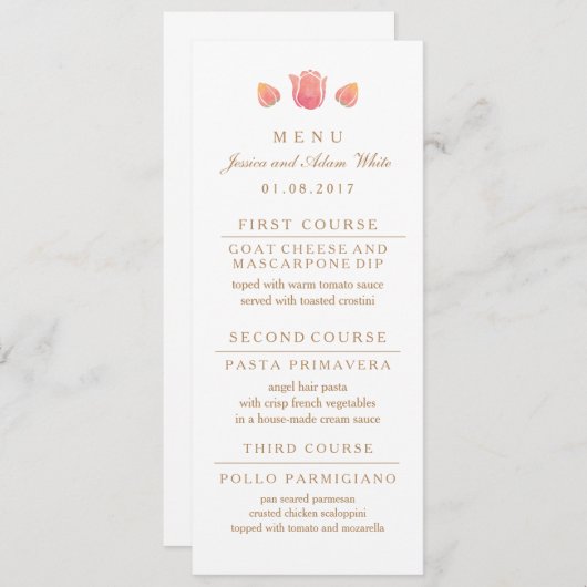 De roze Tulp Weddenschapskaart Menu (Voorkant / Achterkant)