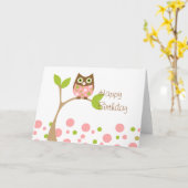 De roze Uil van het Baby Kaart (Gele Bloem)