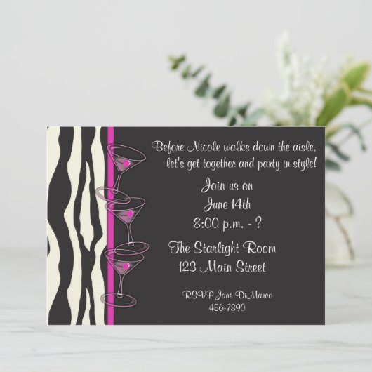 De roze Uitnodiging van de Partij van Cocktails (Staand voorkant)