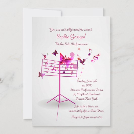 De Roze Uitnodiging van de Tribune van de muziek (Voorkant)