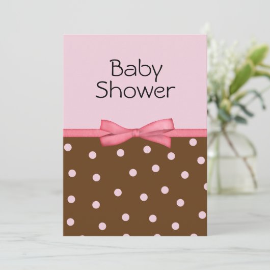 De roze Uitnodigingen van het Baby shower van het (Staand voorkant)