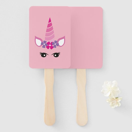 De Roze Unicorn Handwaaier (Voorkant en achterkant)