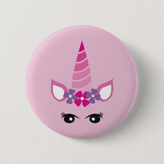 De Roze Unicorn Ronde Button 5,7 Cm (Voorkant)