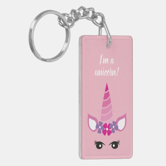 De Roze Unicorn Sleutelhanger (Voorkant Links)