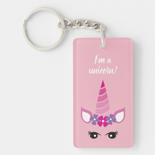 De Roze Unicorn Sleutelhanger (Voorkant)