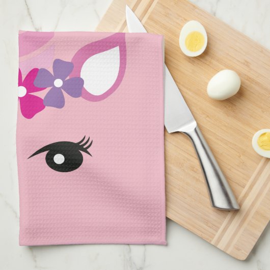 De Roze Unicorn Theedoek (Quarter Fold)