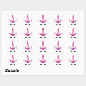 De Roze Unicorn Vierkante Sticker (Vel)