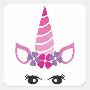 De Roze Unicorn Vierkante Sticker