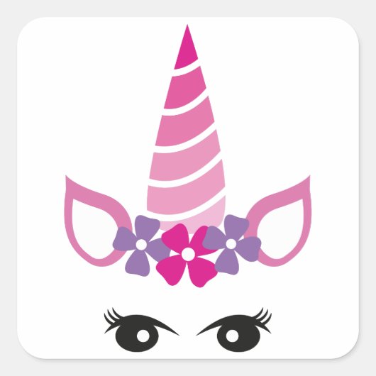 De Roze Unicorn Vierkante Sticker (Voorkant)