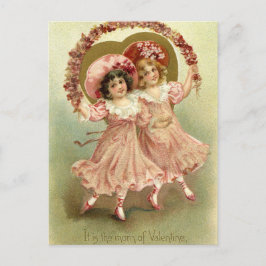 De roze Vintage Vriendschap van de Valentijnsdag Feestdagenkaart