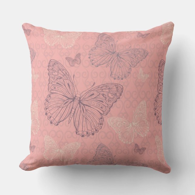 De Roze Vlinder Kussen (Voorkant)