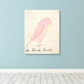 De roze vogel uit 'zestien tekeningen van Comic Bi Canvas Afdruk (Insitu (Houten vloer))