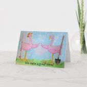 De roze Vogel van de Liefde van het Jubileum van Kaart (Voorkant)