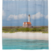 De Roze Vuurtoren van Klein Curaçao 1 Douchegordijn (Voorkant)