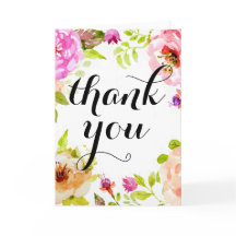 De roze Waterverf Bloemen dankt u