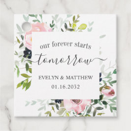 De roze Waterverf Floral Forever begint morgen Bedankjes Labels