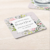 De roze Waterverf Floral Forever begint morgen Kartonnen Onderzetters (Schuin)