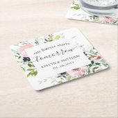 De roze Waterverf Floral Forever begint morgen Kartonnen Onderzetters (Schuin)