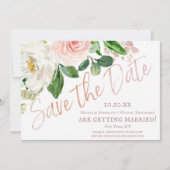 De roze Waterverf Floral sparen de Datum Save The Date (Voorkant)