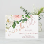 De roze Waterverf Floral sparen de Datum Save The Date (Staand voorkant)