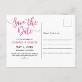De roze Waterverf Floral Typografie sparen de Datu Aankondigingskaart (Achterkant)