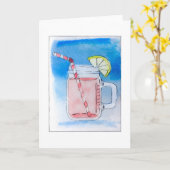 De roze Waterverf van de Kruik van de Metselaar Kaart (Gele Bloem)