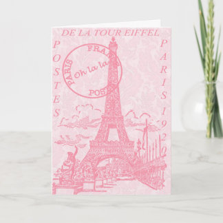 De roze Wenskaarten van Eiffel Kaart