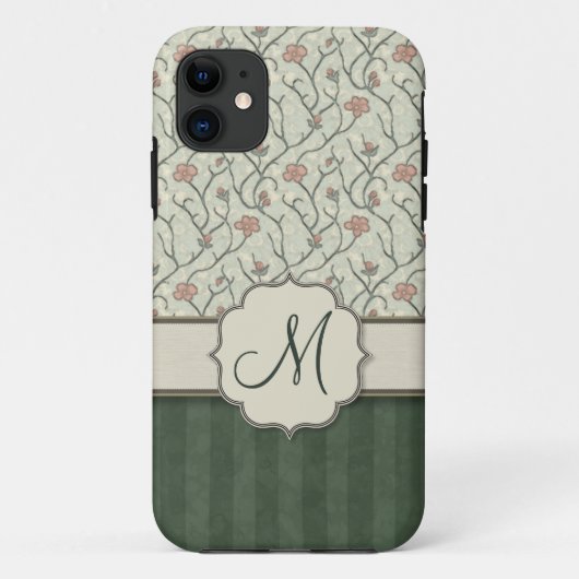 De roze Wijnstokken, de Strepen en het Monogram Case-Mate iPhone Case (Achterkant)