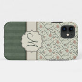 De roze Wijnstokken, de Strepen en het Monogram Case-Mate iPhone Case (Achterkant (horizontaal))
