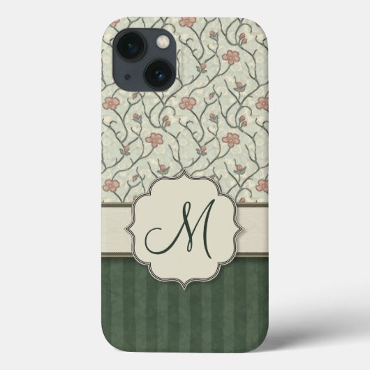 De roze Wijnstokken, de Strepen en het Monogram va Case-Mate iPhone Case (Achterkant)