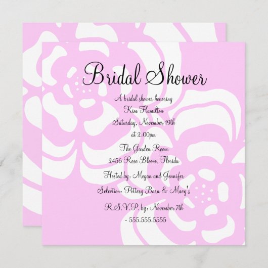 De roze & Witte Uitnodiging van het (Voorkant / Achterkant)