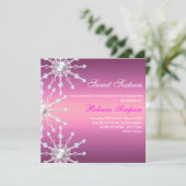 De roze & Witte Verjaardag van de Sneeuwvlok van Kaart (Staand voorkant)