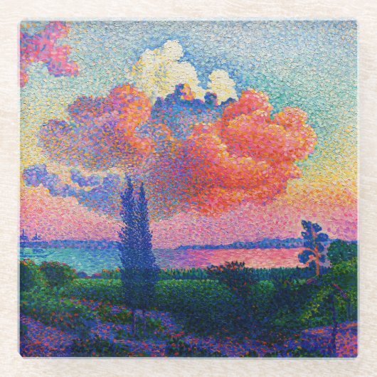 De Roze Wolk (1896) schilderij Glazen Onderzetter (Voorkant)