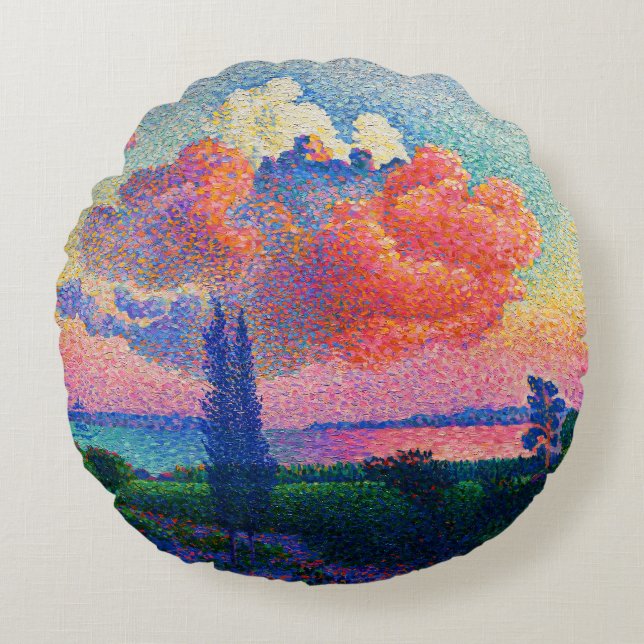  De Roze Wolk (1896) schilderij Rond Kussen (Voorkant)