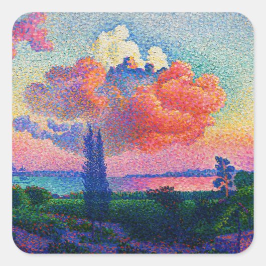  De Roze Wolk (1896) schilderij Vierkante Sticker (Voorkant)