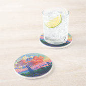 De Roze Wolk (1896) schilderij Zandsteen Onderzetter (Zijkant)