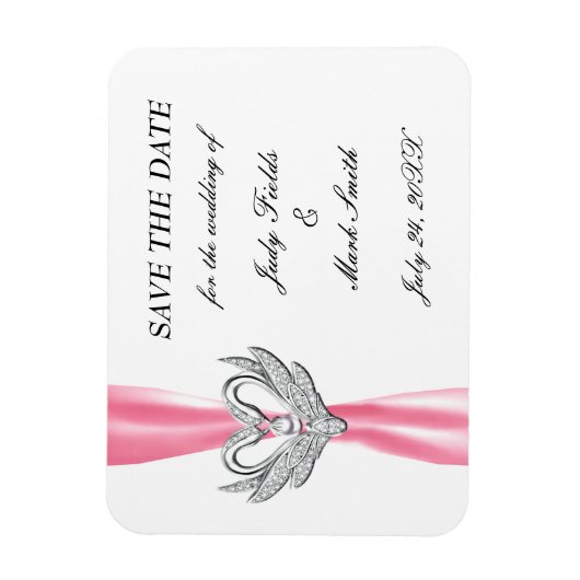 De roze Zilveren van het Lint sparen de Datum Magn Magneet (Verticaal)