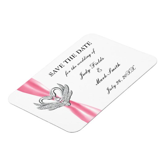 De roze Zilveren van het Lint sparen de Datum Magn Magneet (Linkerzijde)