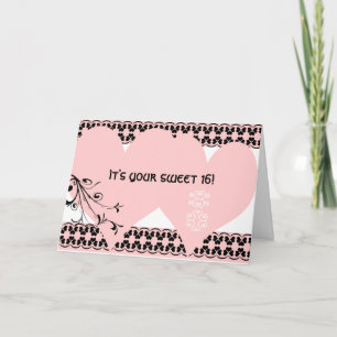 De roze Zoete 16de Verjaardag van het Hart Kaart