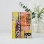 De Roze Zoete Behandeling op Gele Mixed Media Coll Briefkaart (Staand voorkant)