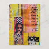 De Roze Zoete Behandeling op Gele Mixed Media Coll Briefkaart (Voorkant)