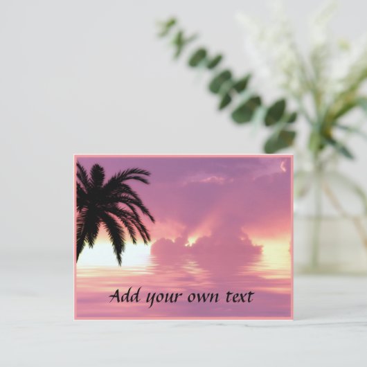 De roze Zonsondergang van het Strand Briefkaart (Staand voorkant)