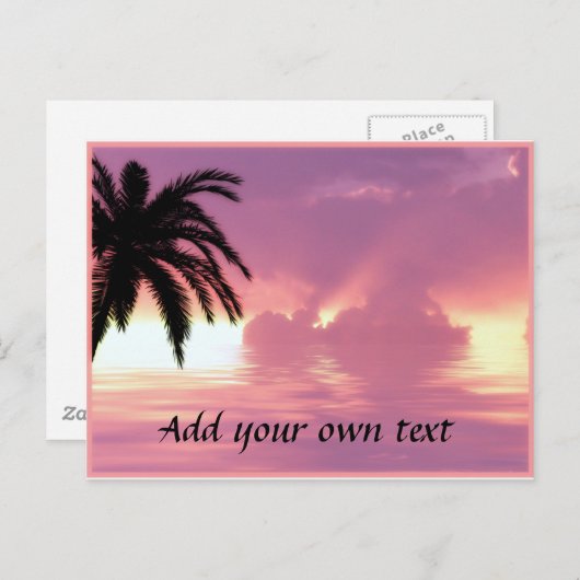 De roze Zonsondergang van het Strand Briefkaart (Voorkant / Achterkant)