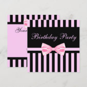 De roze & Zwarte Elegante Uitnodiging van de (Voorkant / Achterkant)