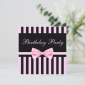 De roze & Zwarte Elegante Uitnodiging van de (Staand voorkant)