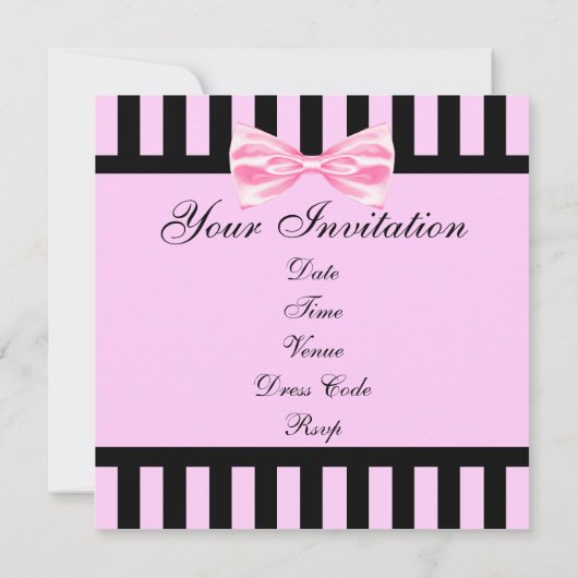 De roze & Zwarte Elegante Uitnodiging van de (Achterkant)